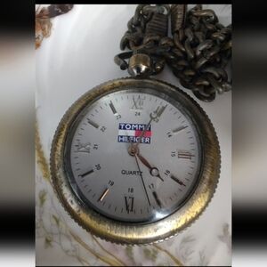 Vintage Tommy Hilfiger compass pocket watch/compass, with‎ chain